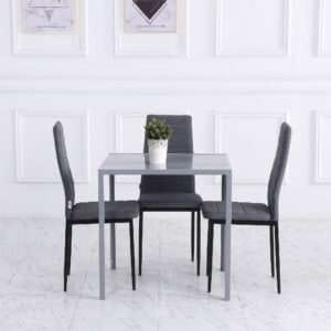 Homcom Square Dining Table w/ Glass Top