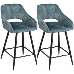 Homcom Bar Stools Set of 2 Velvet-Touch