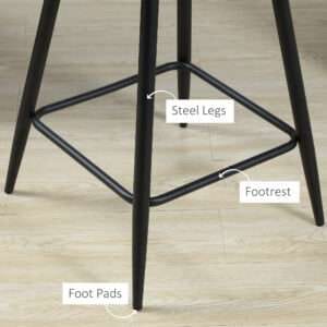 Homcom Bar Stools Set of 2 Velvet-Touch