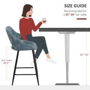 Homcom Bar Stools Set of 2 Velvet-Touch