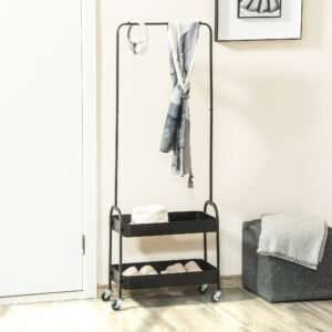 Homcom Metal Clothes Rack with Shoe Stand