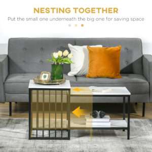 Homcom Coffee Table Set of 2 Black