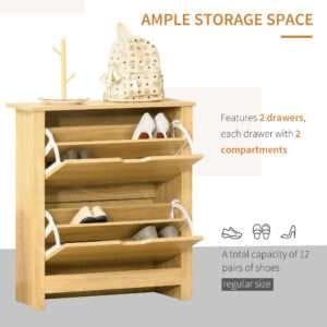 Shoe Storage Cabinet 4 Shelves 2 Drawers