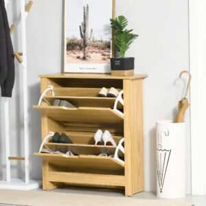 Shoe Storage Cabinet 4 Shelves 2 Drawers