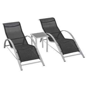 Outsunny Lounge Chair Set 3 Pieces w/ Table