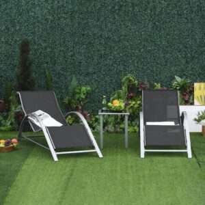 Outsunny Lounge Chair Set 3 Pieces w/ Table