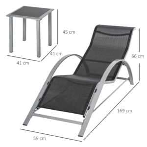 Outsunny Lounge Chair Set 3 Pieces w/ Table