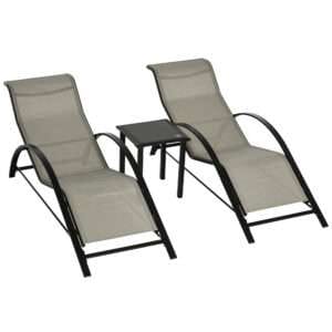 Outsunny Lounge Chair Set w/ Table 3 Pieces
