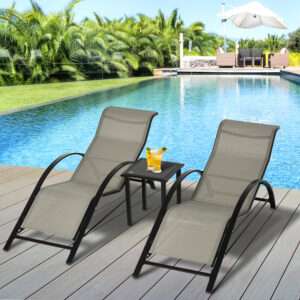 Outsunny Lounge Chair Set w/ Table 3 Pieces