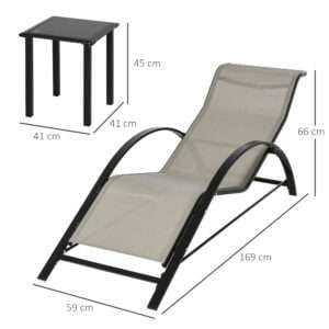 Outsunny Lounge Chair Set w/ Table 3 Pieces