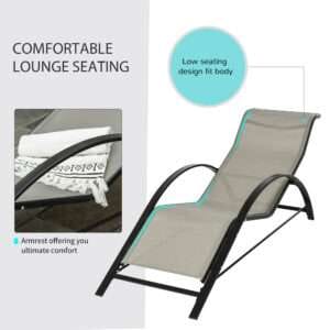 Outsunny Lounge Chair Set w/ Table 3 Pieces