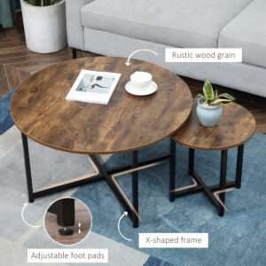 Homcom Round Coffee Table 2 Pcs