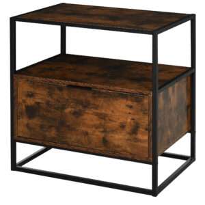 Homcom Side Table w/ Drawer Industrial-Style