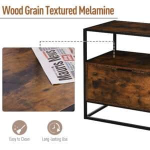 Homcom Side Table w/ Drawer Industrial-Style