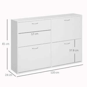 Shoe Cabinet Wooden 4 Drawer White