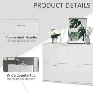 Shoe Cabinet Wooden 4 Drawer White