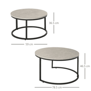 Stacking Coffee Table Set w/ Steel Frame
