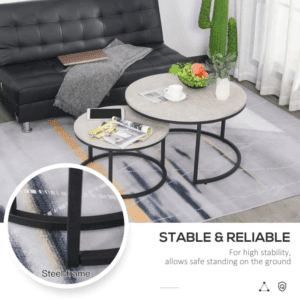 Stacking Coffee Table Set w/ Steel Frame