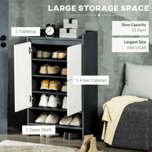 Modern Shoe Cupboard w/ Open Compartment