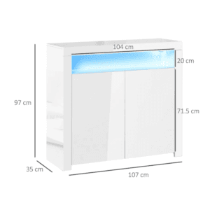 Homcom Cabinet High Gloss LED Light