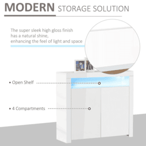 Homcom Cabinet High Gloss LED Light