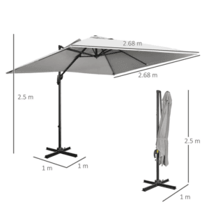 Outsunny Cantilever Parasol 2.7 x 2.7m Grey