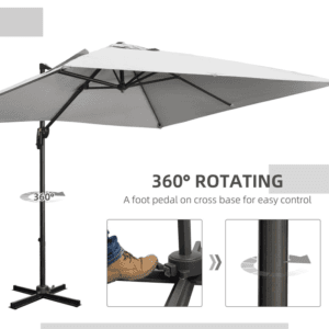Outsunny Cantilever Parasol 2.7 x 2.7m Grey