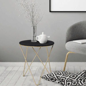 Homcom Round Coffee Table Black & Gold