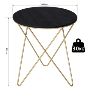 Homcom Round Coffee Table Black & Gold