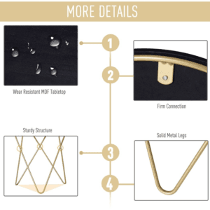 Homcom Round Coffee Table Black & Gold