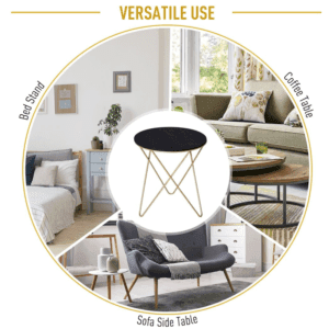 Homcom Round Coffee Table Black & Gold