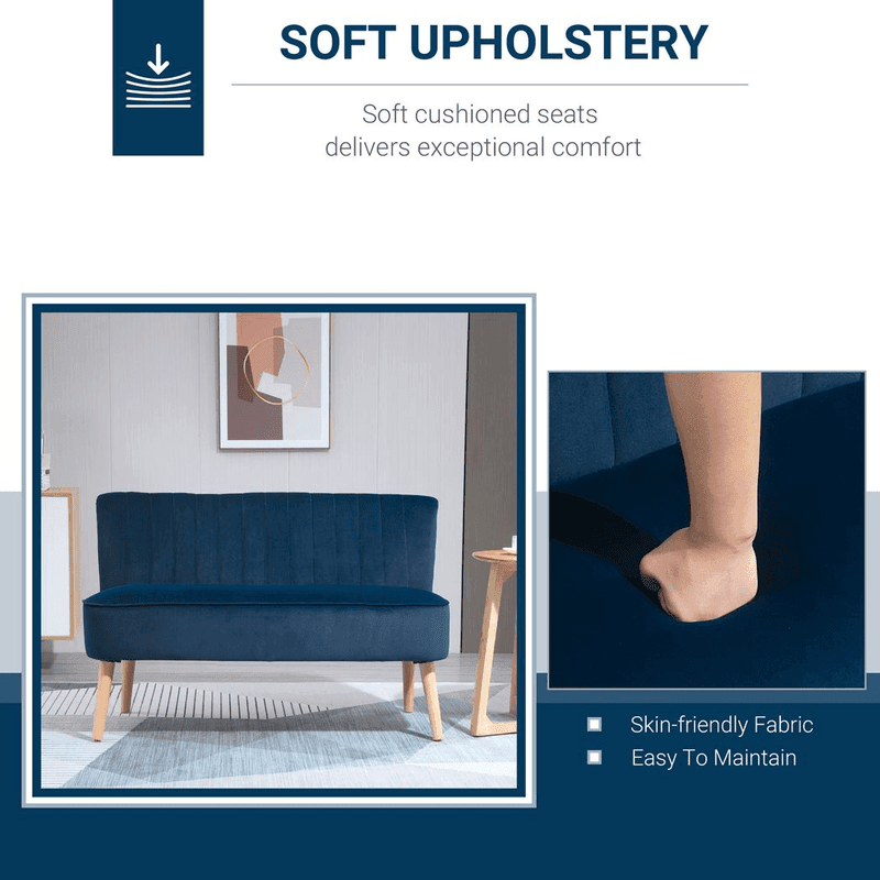 HOMCOM Velvet Feel Double Sofa HOMCOM Velvet Feel Double Sofa