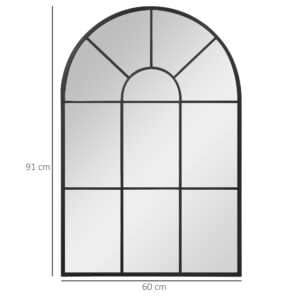 Homcom Arched Window Wall Mirror Black