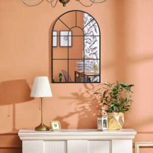 Homcom Arched Window Wall Mirror Black
