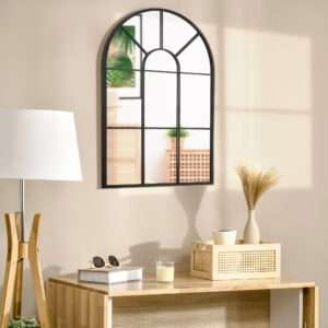 Homcom Arched Window Wall Mirror Black