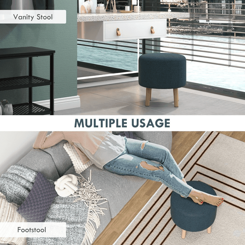 HOMCOM Round Stool Storage Ottoman HOMCOM Round Stool Storage Ottoman