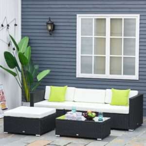 Outsunny Wicker Sofa Set 5pc Rattan