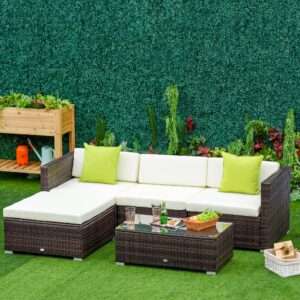 Outsunny Wicker Sofa Set 5pc Rattan