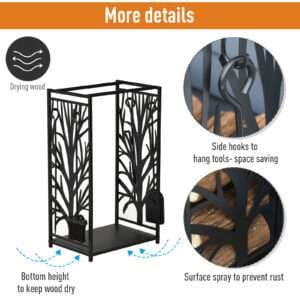 Homcom Wood Log Rack Heavy Duty