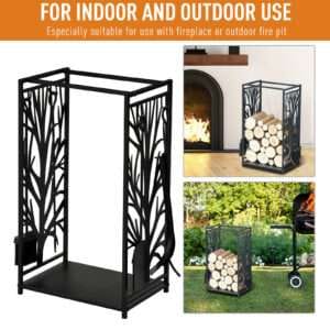 Homcom Wood Log Rack Heavy Duty