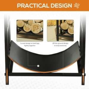 Homcom Log Rack Curved Wood Storage