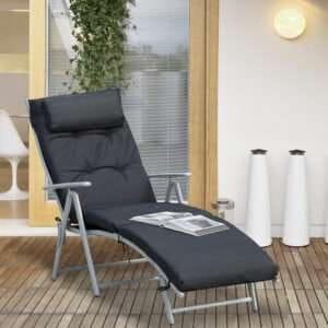 Outsunny Sun Lounger w/ Pillow Steel Frame
