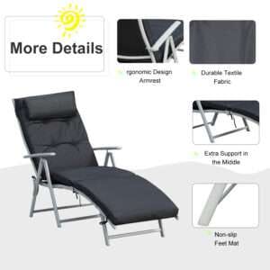 Outsunny Sun Lounger w/ Pillow Steel Frame