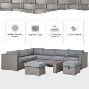 Outsunny Corner Sofa Set 6pc PE Rattan