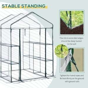 Outsunny Greenhouse Steel Frame 2 Shelves