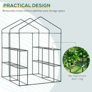 Outsunny Greenhouse Steel Frame 2 Shelves