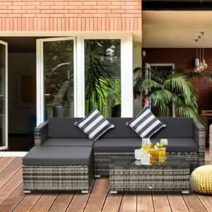 Outsunny Wicker Sofa Set 5pc Rattan