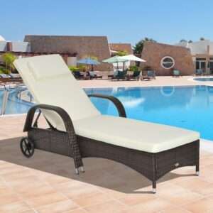 Outsunny Sun Lounger Rattan Recliner