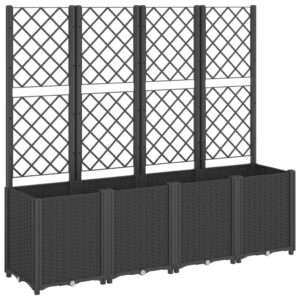 vidaXL Garden Planter w/ Trellis Black