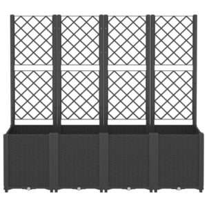 vidaXL Garden Planter w/ Trellis Black